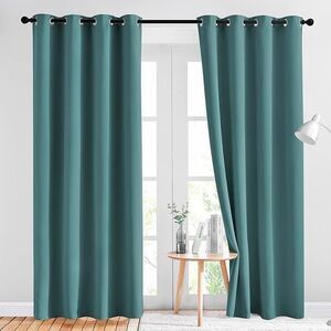Nicetown 100% Blackout Curtains 108" x 52" Thermal Insulated Grayish Blue